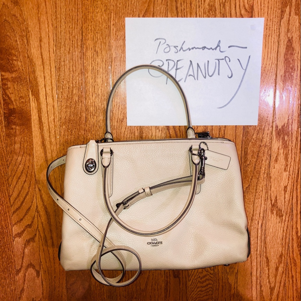 EUC COACH Laptop Large Brooklyn Carryall 34 bag satchel tote pebble leather work